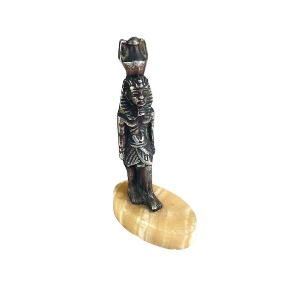 Ancient Egyptian Style Figurine With Stone Base Vintage - Picture 1 of 10